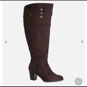Wide width Brown over knee boots